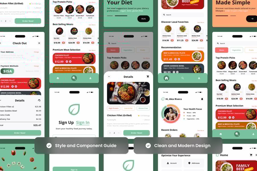 绿色营养健康食品主题APP UI KIT