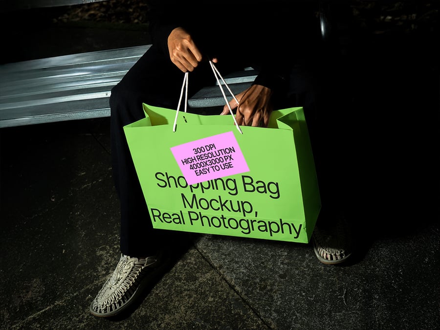 深色购物袋模型PSD样机素材包