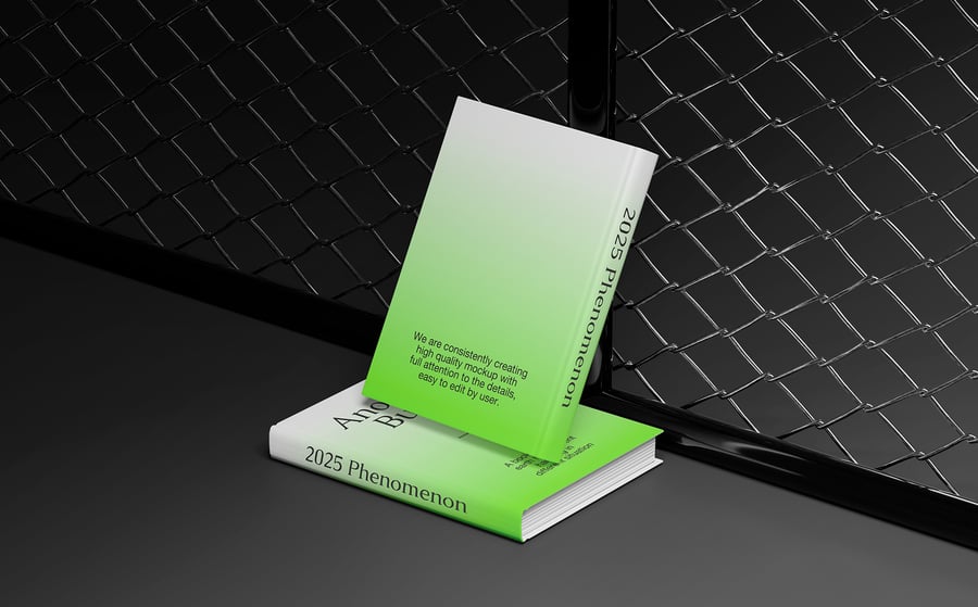 漂亮的黑色钢丝网书籍封面样机PSD素材包-3 漂亮的黑色钢丝网书籍封面样机PSD素材包