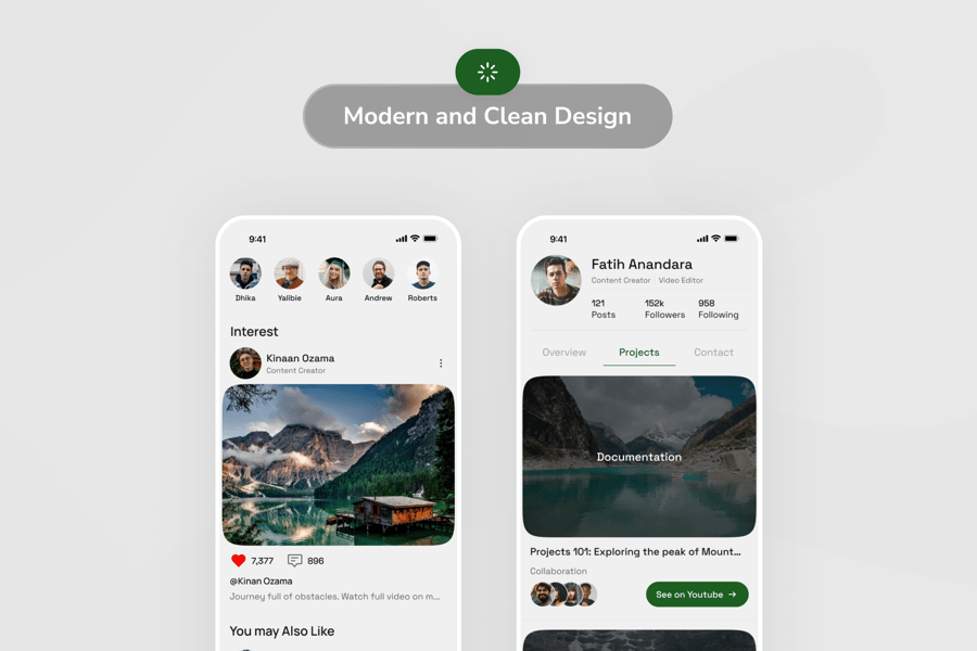 黑色简洁社交媒体应用APP UI KIT素材包