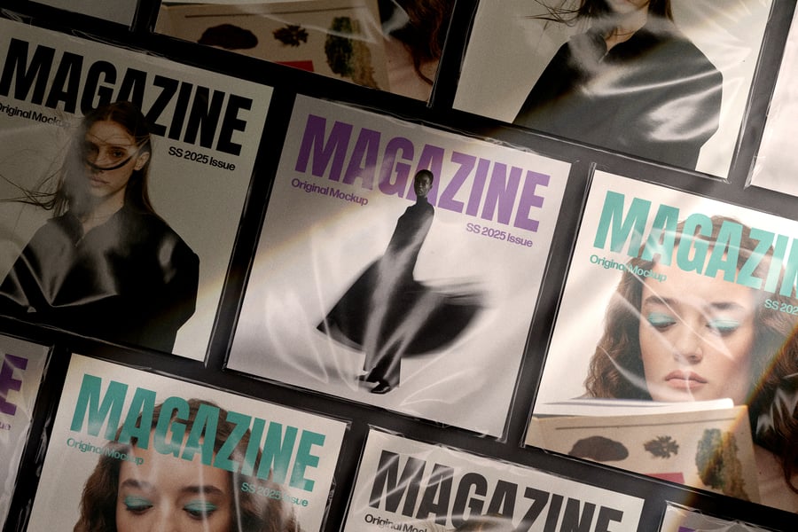 6个方形杂志PSD样机素材包