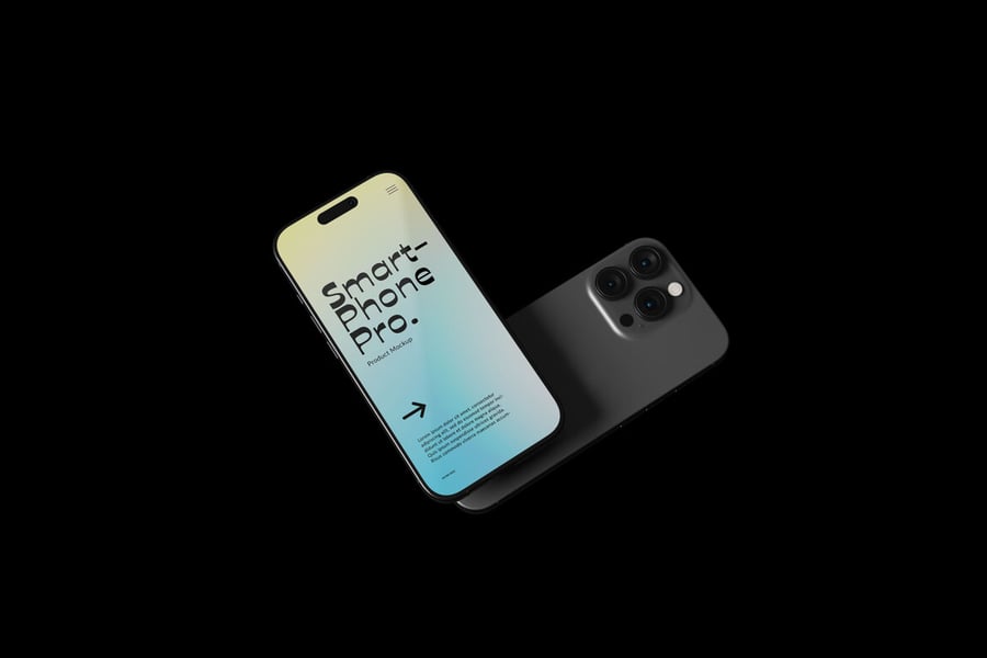 黑色高级感超酷iPhone模型手机PSD样机素材包