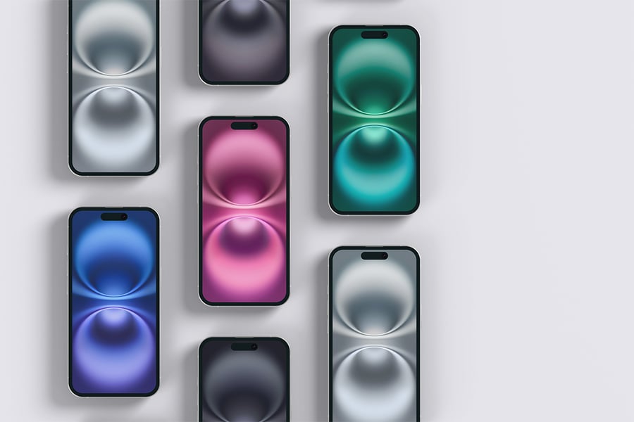 优雅漂亮的iPhone 16 手机建模PSD样机素材包