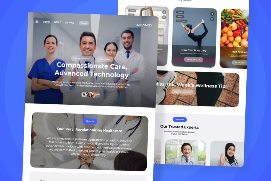 蓝色心理健康医疗主题UI界面设计