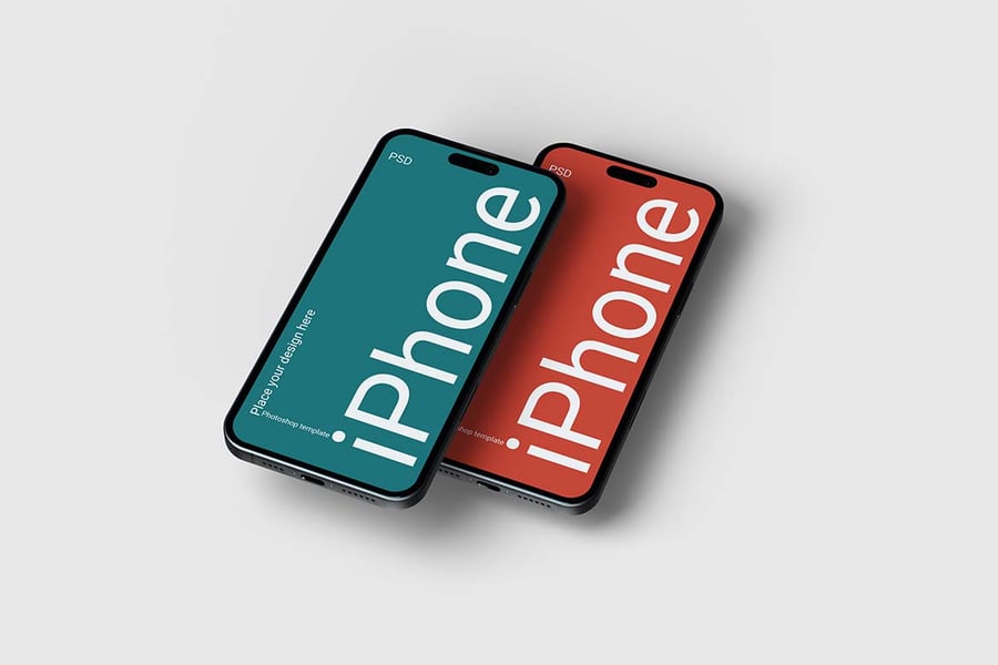 iPhone 16屏幕模型PSD样机素材包