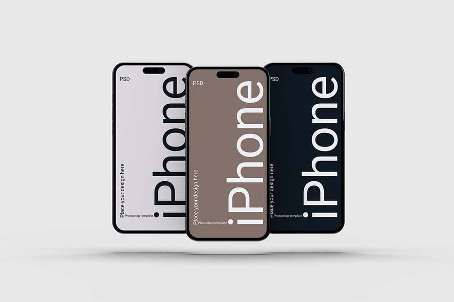 iPhone 16屏幕模型PSD样机素材包