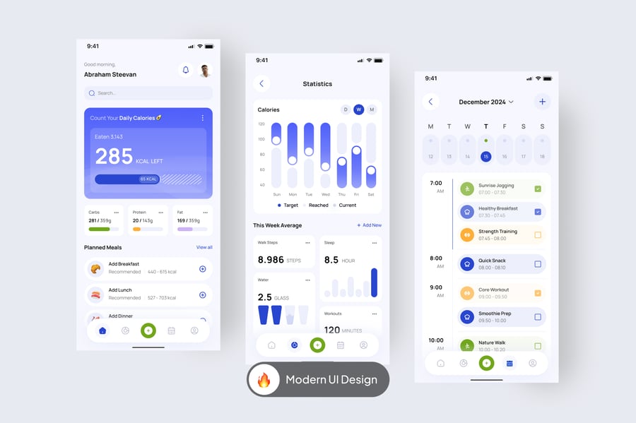 蓝紫色健康跟踪移动APP UI KIT素材包-3 蓝紫色健康跟踪移动APP UI KIT素材包