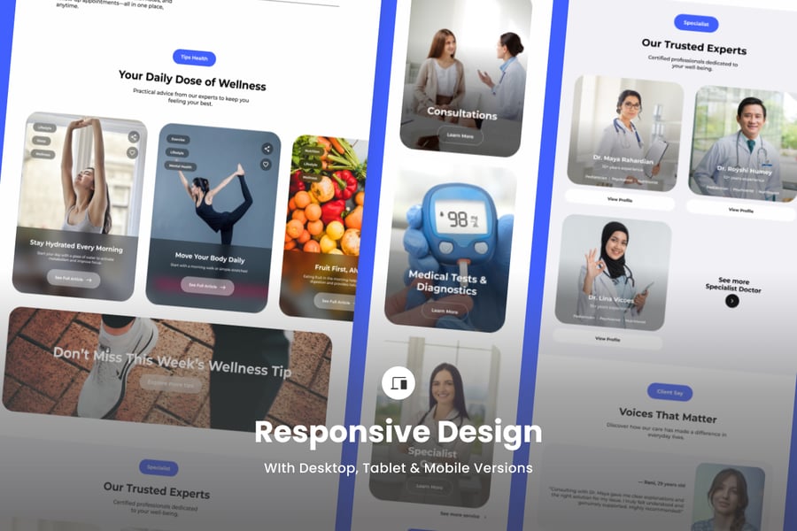 蓝色心理健康医疗主题UI界面设计