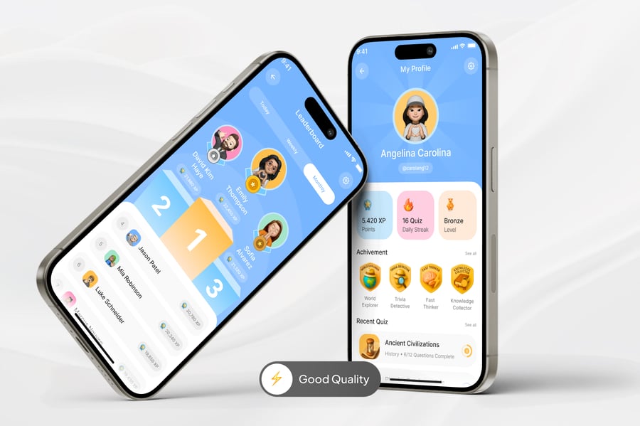 蓝色小游戏测验应用APP UI KIT素材包