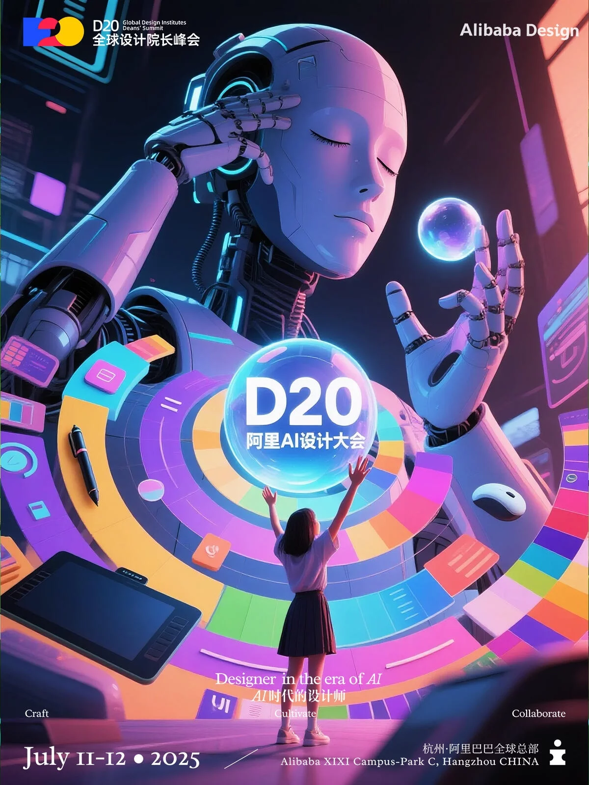 AI提效传统设计!7张阿里D20高质感海报提示词灵感!