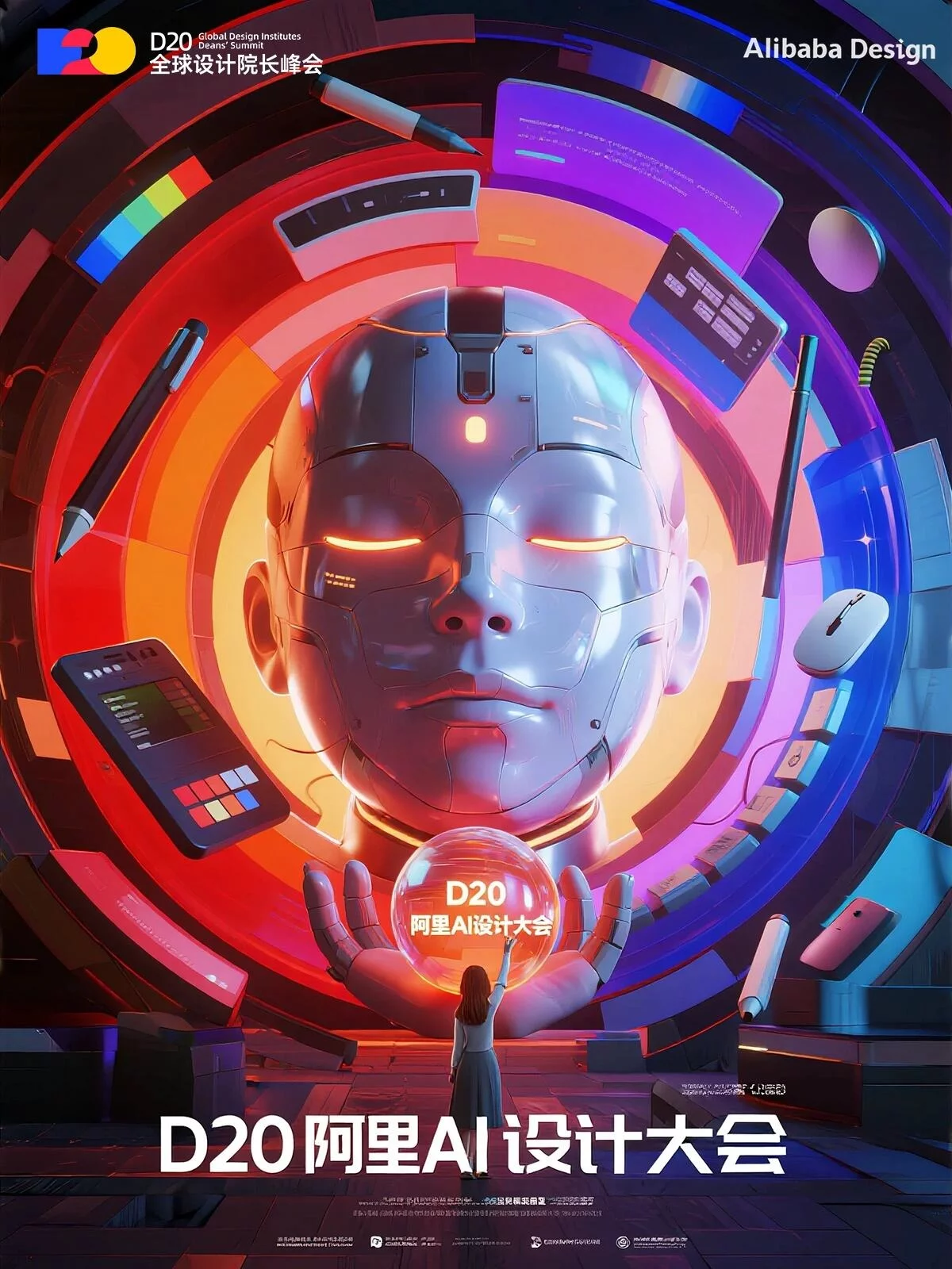 AI提效传统设计!7张阿里D20高质感海报提示词灵感!