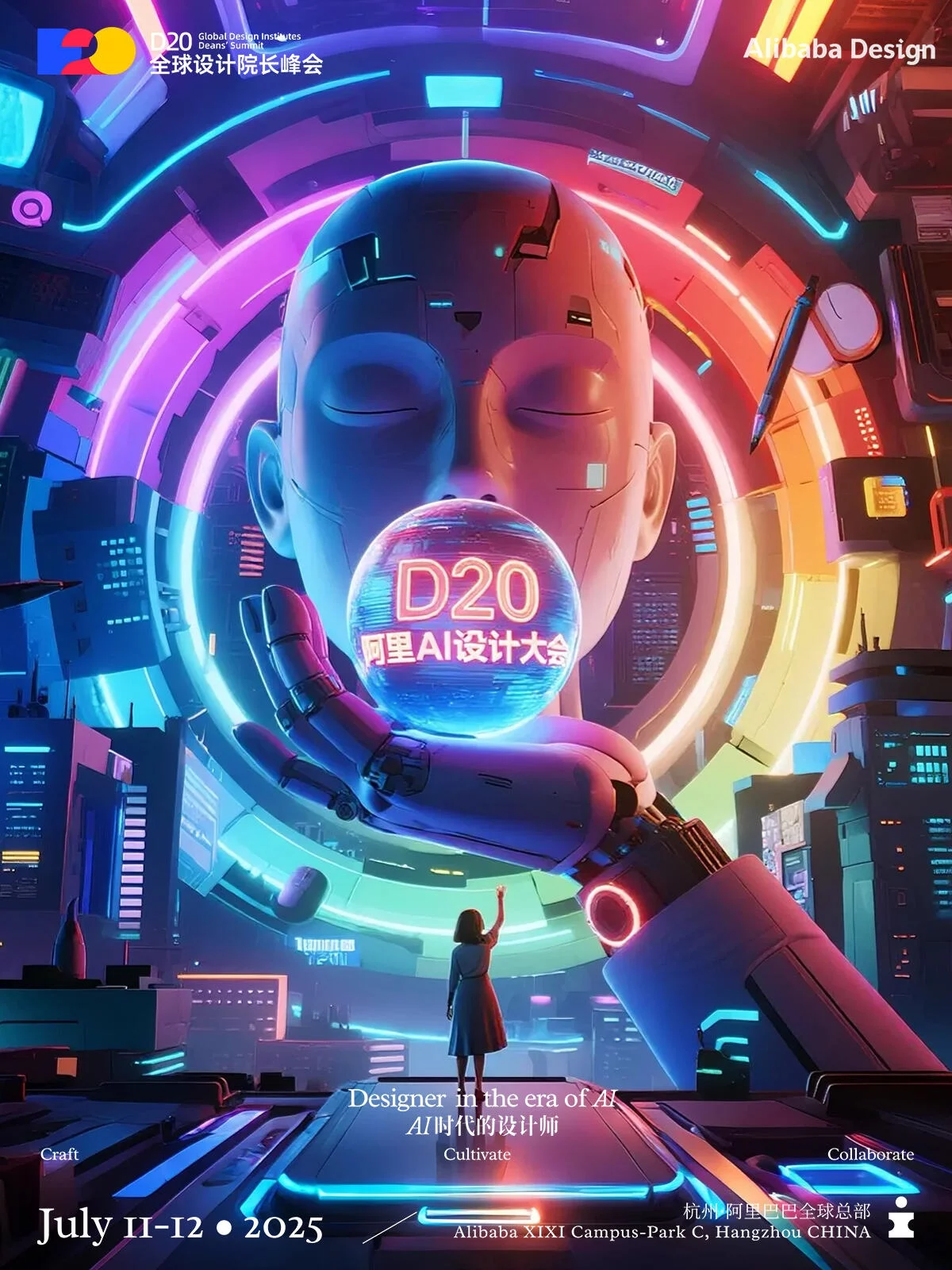 AI提效传统设计!7张阿里D20高质感海报提示词灵感!