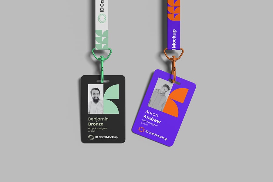 带干净背景的漂亮企业工牌模型PSD样机素材包