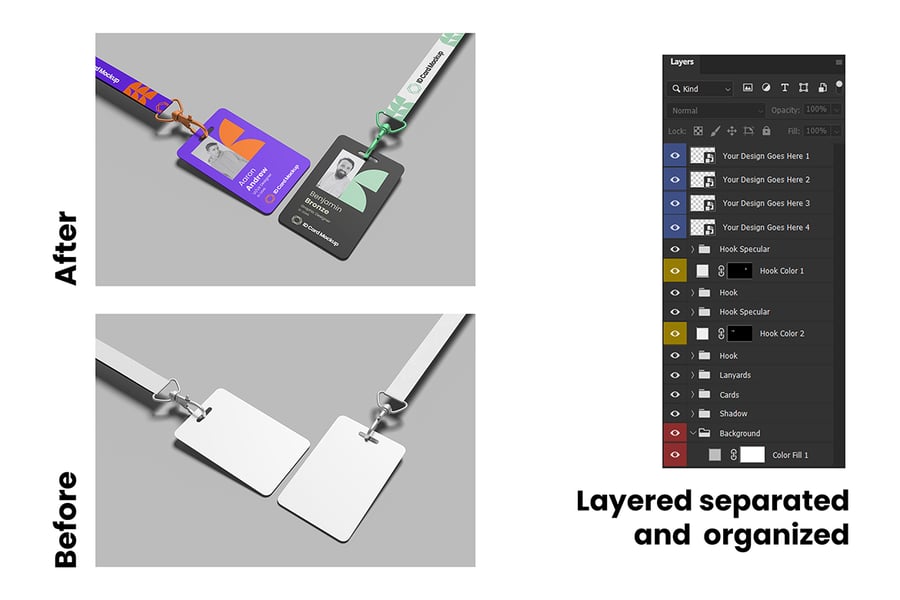 带干净背景的漂亮企业工牌模型PSD样机素材包