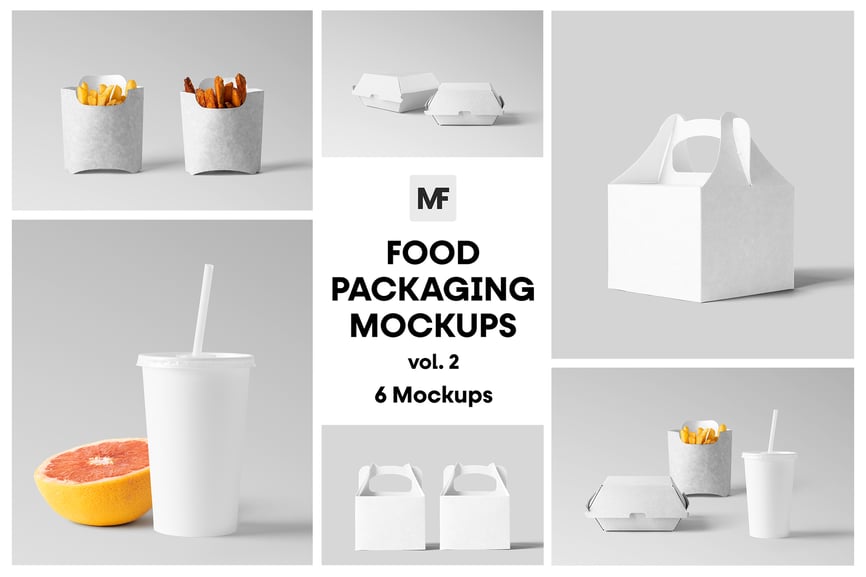 风格漂亮干净的食品包装类别模型PSD样机素材包