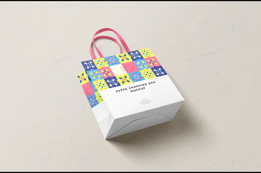 多种角度的购物袋模型PSD样机素材包