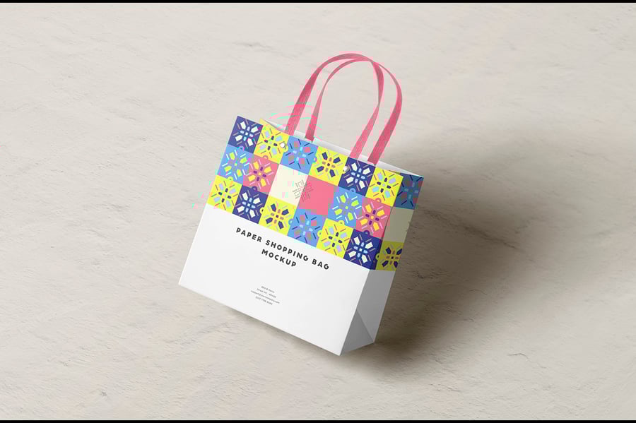 多种角度的购物袋模型PSD样机素材包