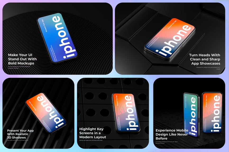 智能手机模型应用程序演示场景PSD样机素材包