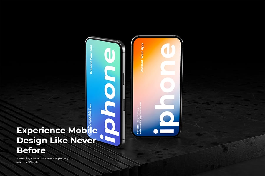 智能手机模型应用程序演示场景PSD样机素材包