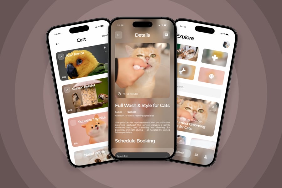 白色干净的小动物服务应用APP UI KIT