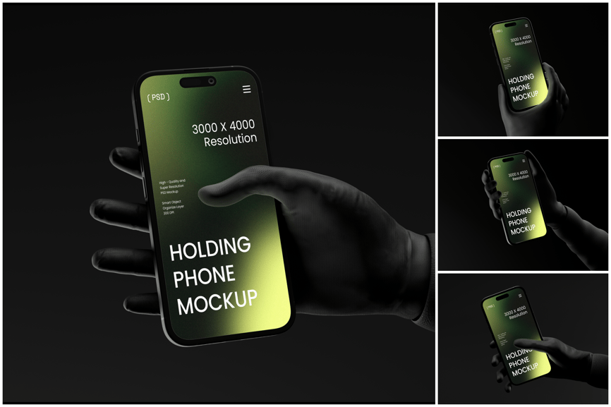 4个暗黑风格粘土手机模型PSD样机素材包