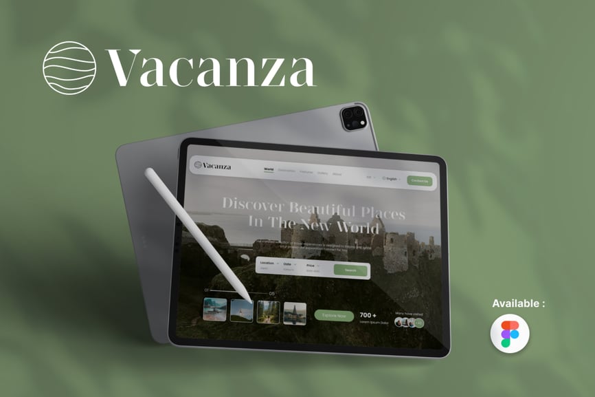 绿色旅行着陆网站页面UI素材包