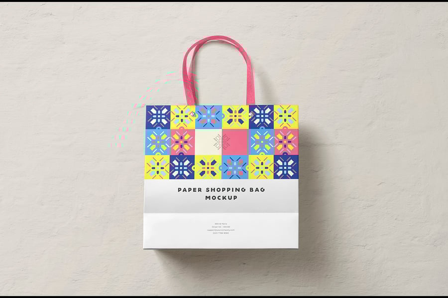 多种角度的购物袋模型PSD样机素材包