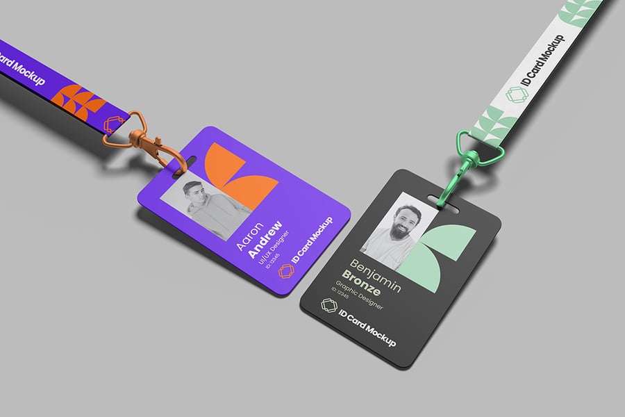 带干净背景的漂亮企业工牌模型PSD样机素材包