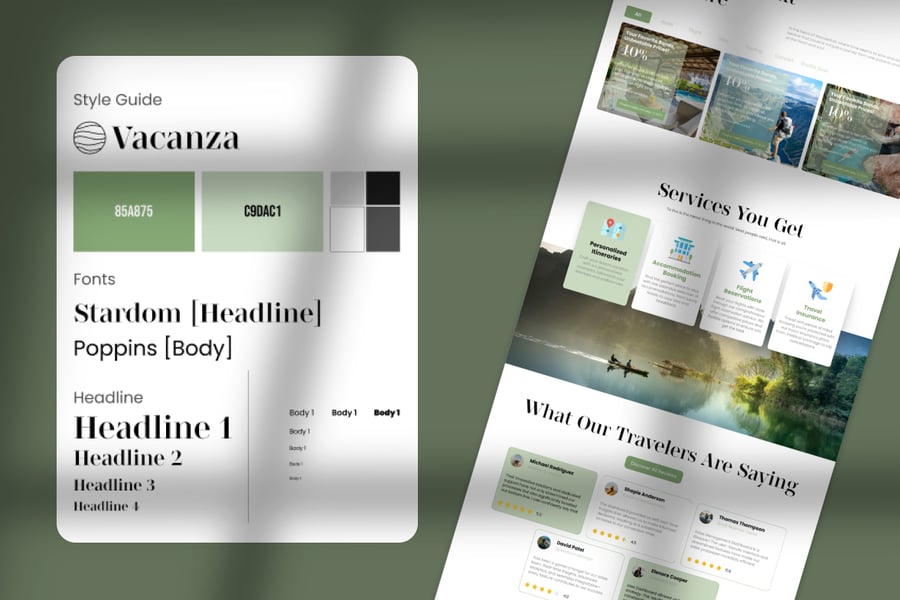 绿色旅行着陆网站页面UI素材包