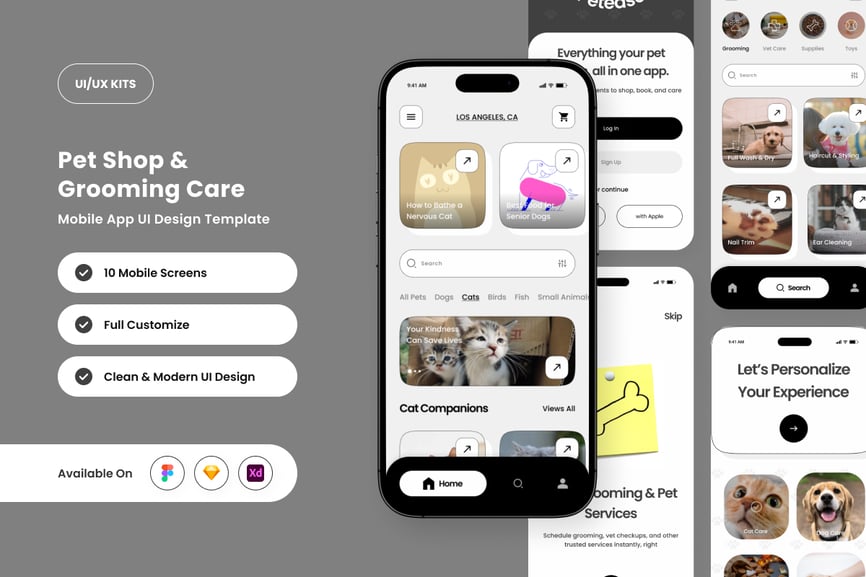宠物商店和美容应用APP UI KIT素材包