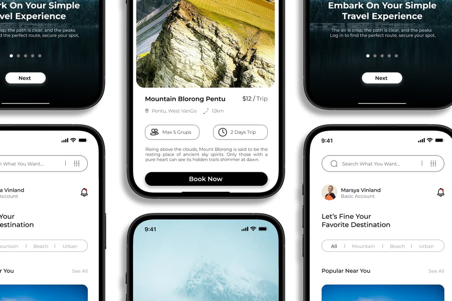 假期旅游主题移动应用APP UI KIT素材包