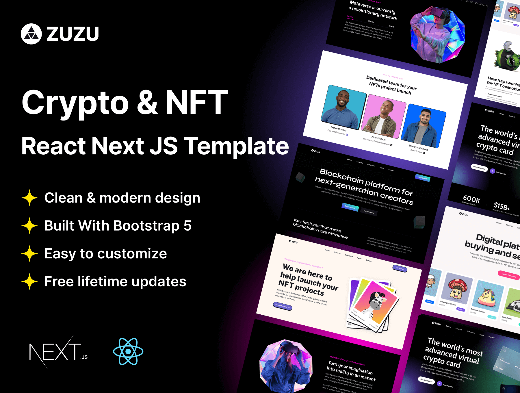 5个用于NFT数字相关的深色网页素材模板