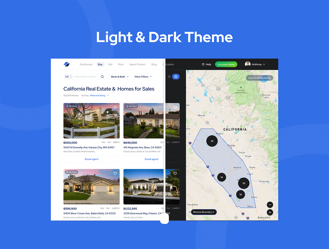 高效设计利器！50个漂亮简洁的蓝色房地产后台管理UI界面素材包