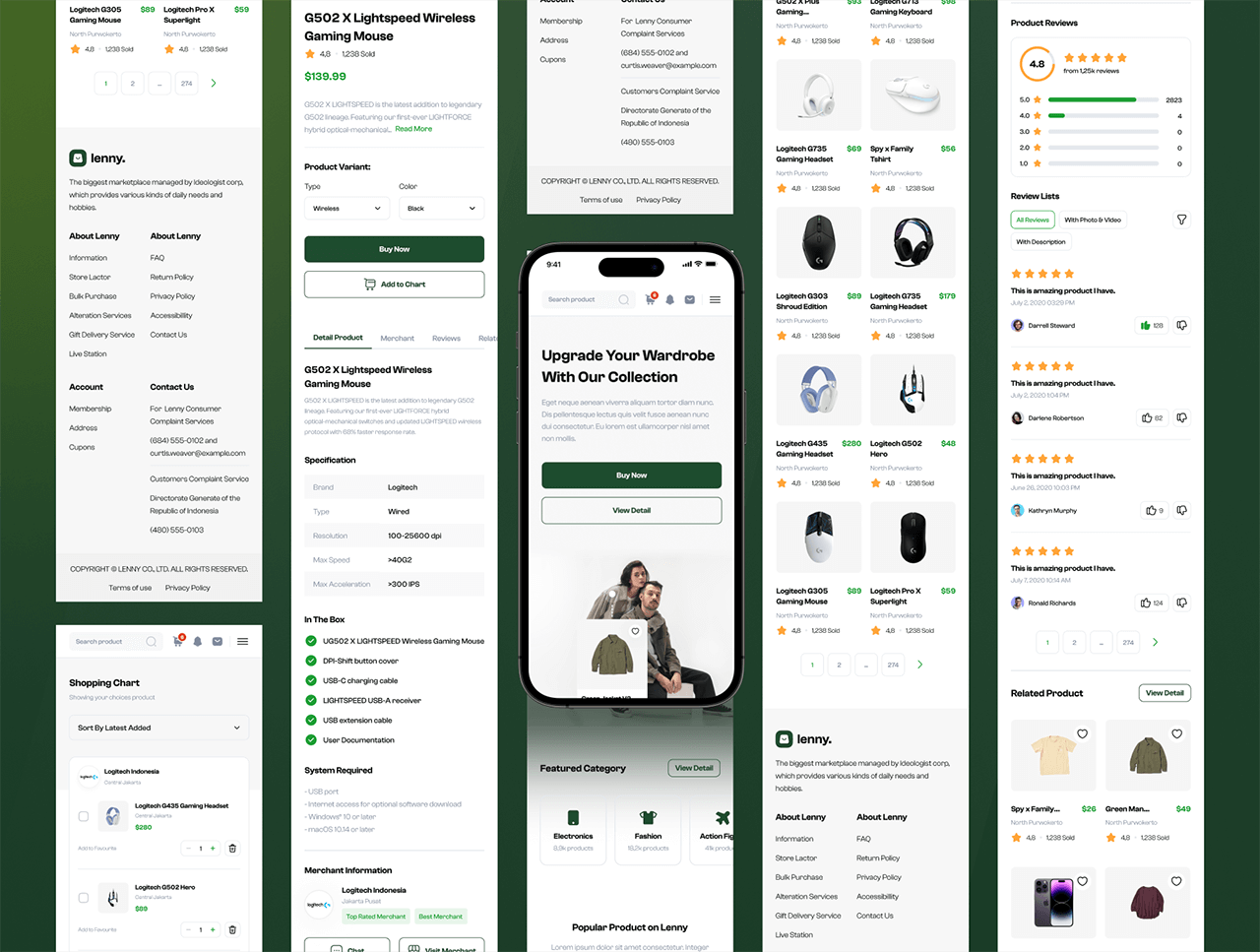 45个漂亮的绿色风格PC和移动端全能电商设计素材包