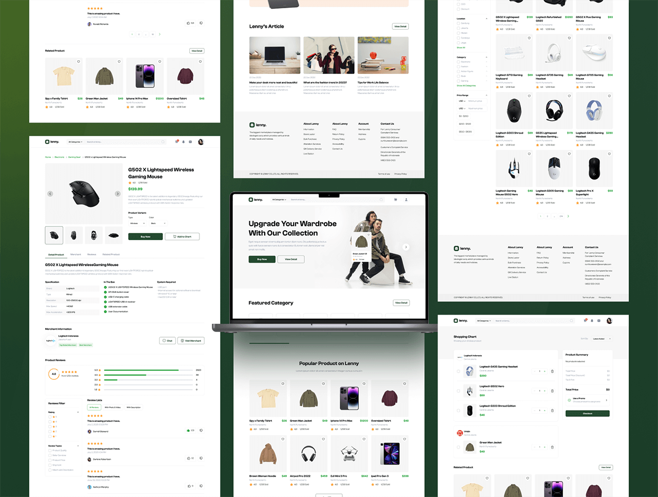 45个漂亮的绿色风格PC和移动端全能电商设计素材包