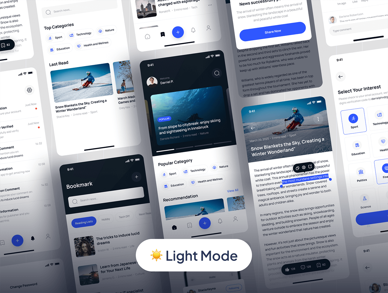 漂亮的双主题UI素材包：70多个完美在线课程APP，设计效率飙升