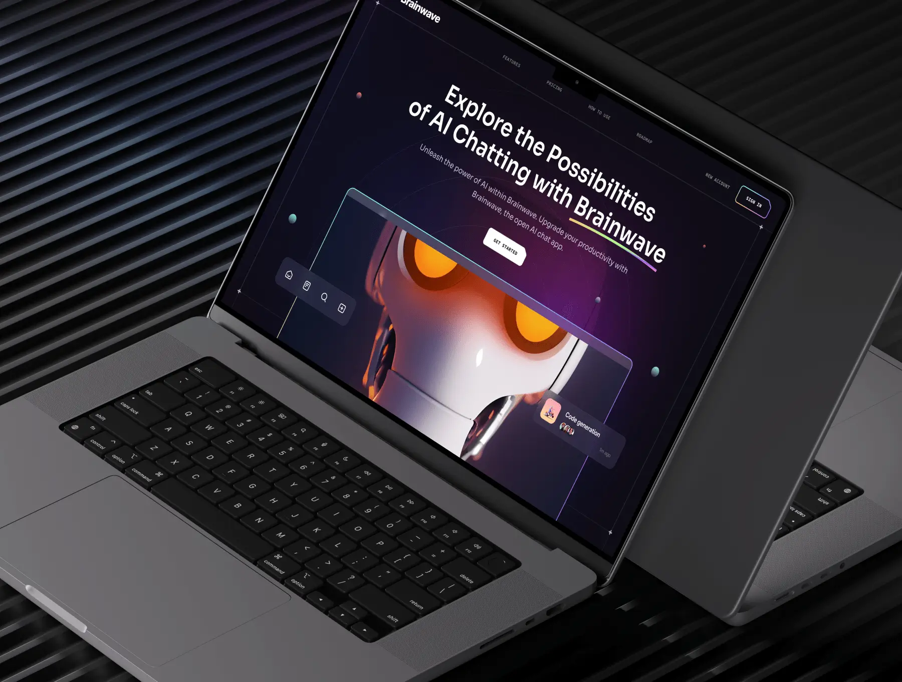 44个暗黑风格AI项目落地网页素材包