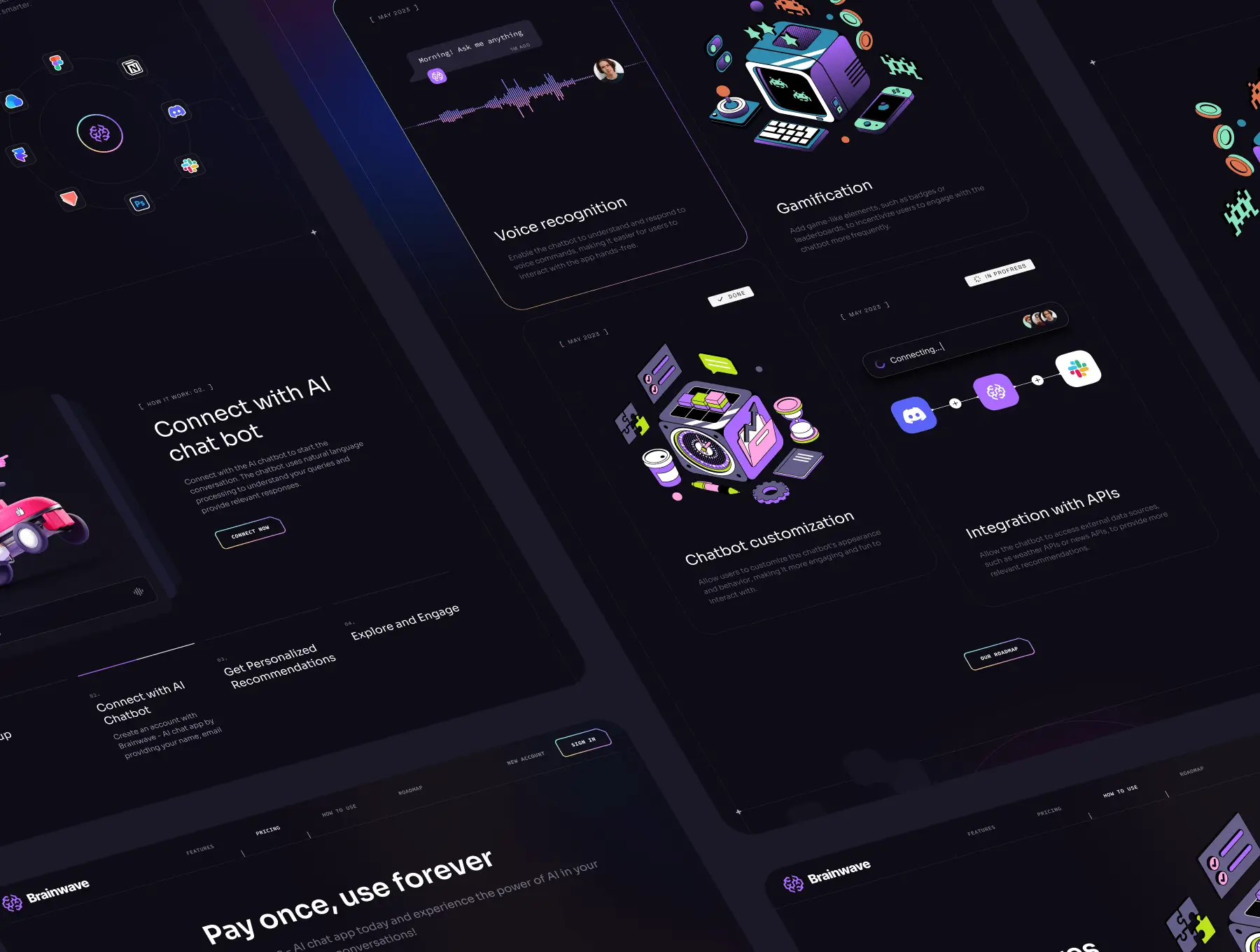 44个暗黑风格AI项目落地网页素材包