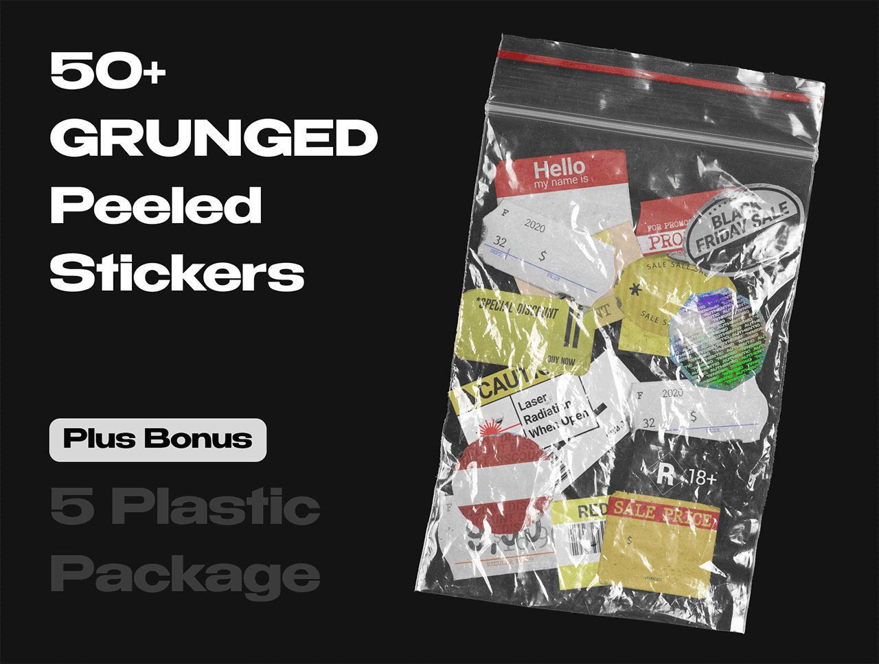 50个颗粒感撕边贴纸素材包，助你打造独特视觉作品