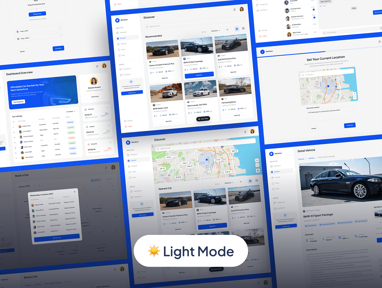 40个蓝色主题专业车辆租赁主题网页UI设计素材包