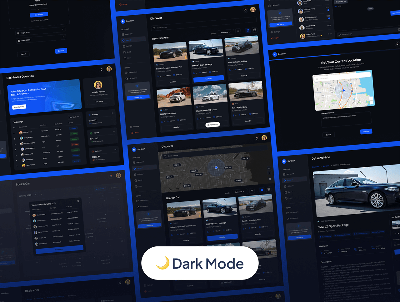 40个蓝色主题专业车辆租赁主题网页UI设计素材包