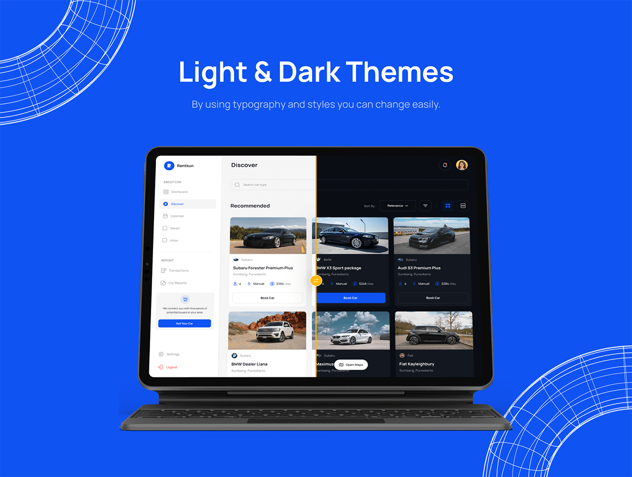 40个蓝色主题专业车辆租赁主题网页UI设计素材包