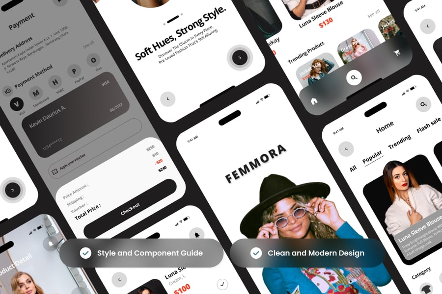 时尚的旧货购物应用APP UI KIT素材包