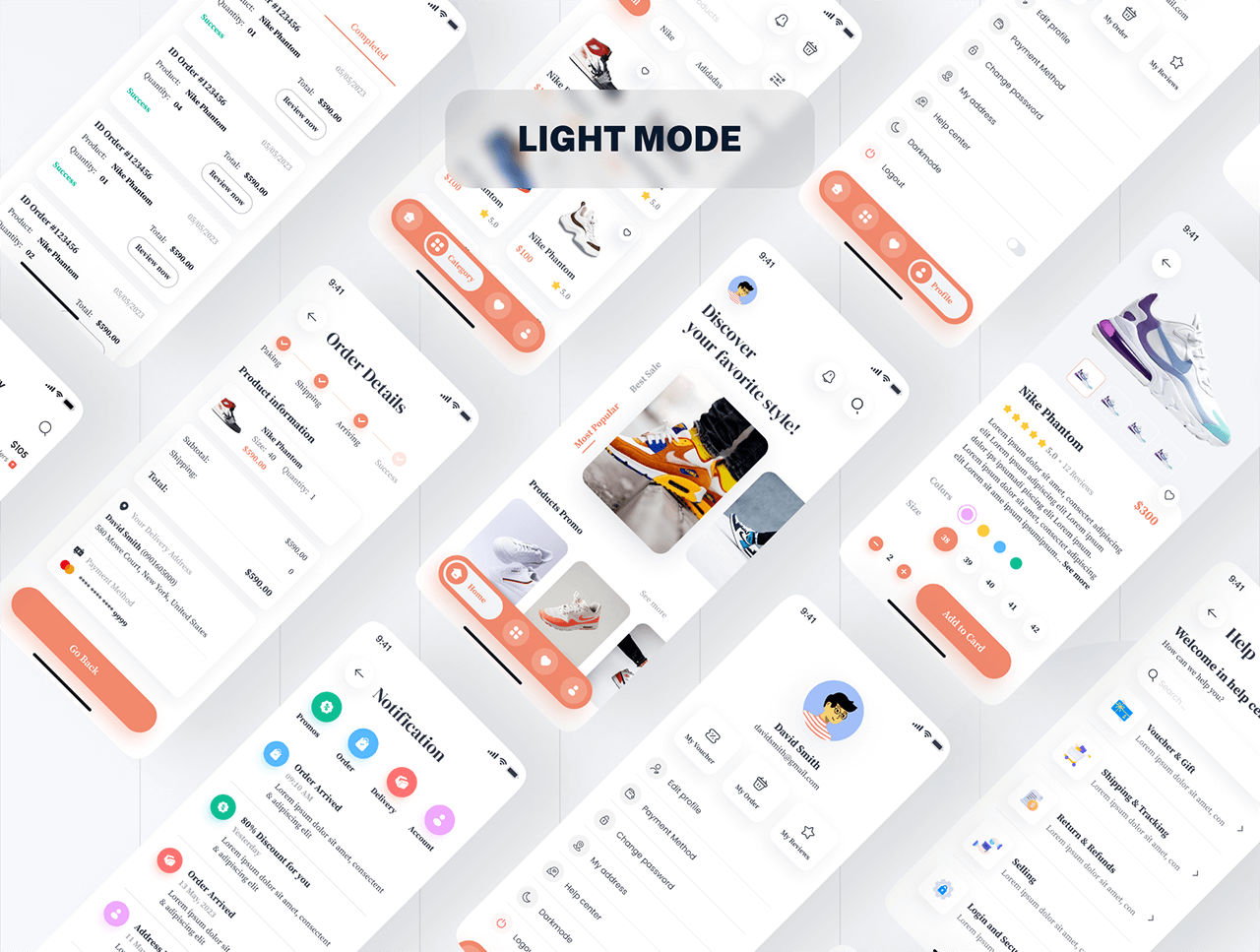 100个设计极简的卖鞋电商主题UI素材包，明暗双模，效率飙升！
