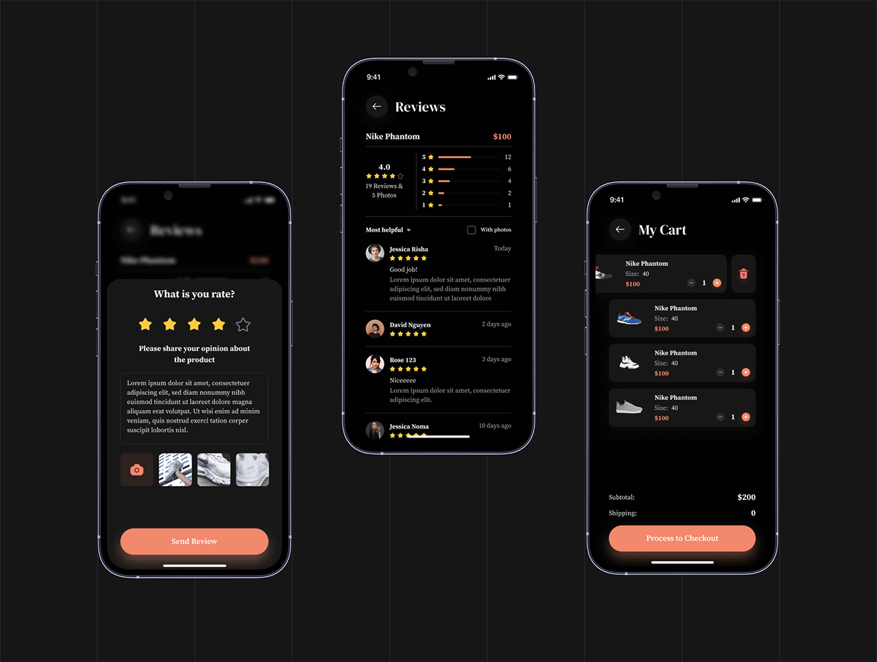 100个设计极简的卖鞋电商主题UI素材包,明暗双模,效率飙升!