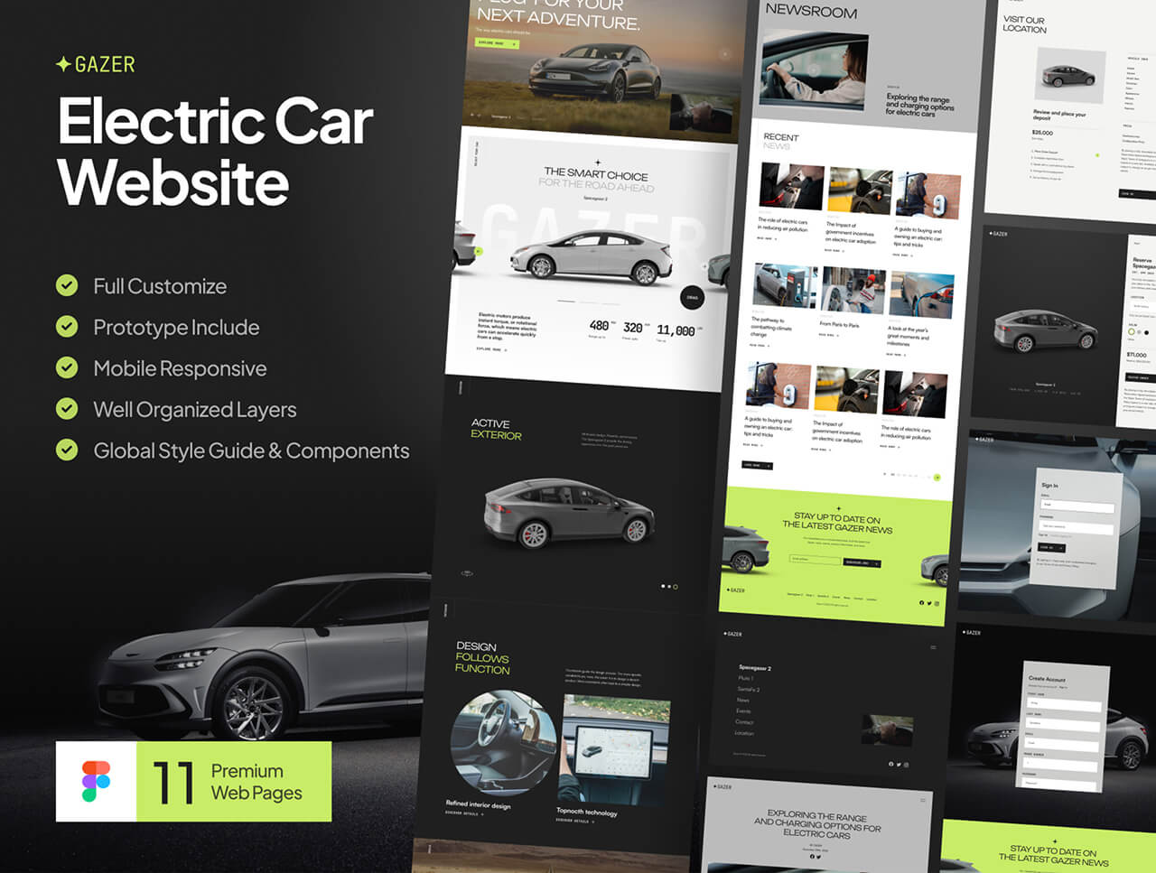 电动未来，设计加速：11个高端电动汽车网站模板素材震撼登场