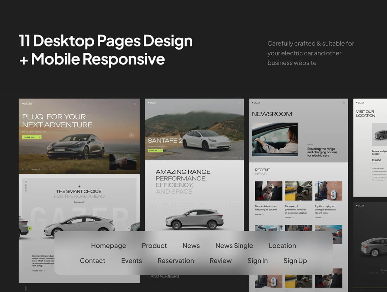 电动未来，设计加速：11个高端电动汽车网站模板素材震撼登场