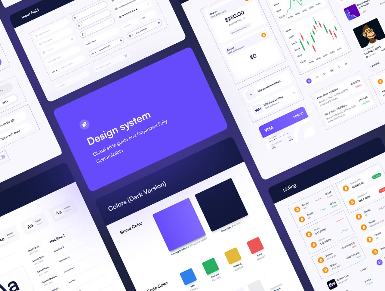 140个漂亮的紫色加密货币稳定币虚拟币主题APP UI 界面素材，让你的设计飞升