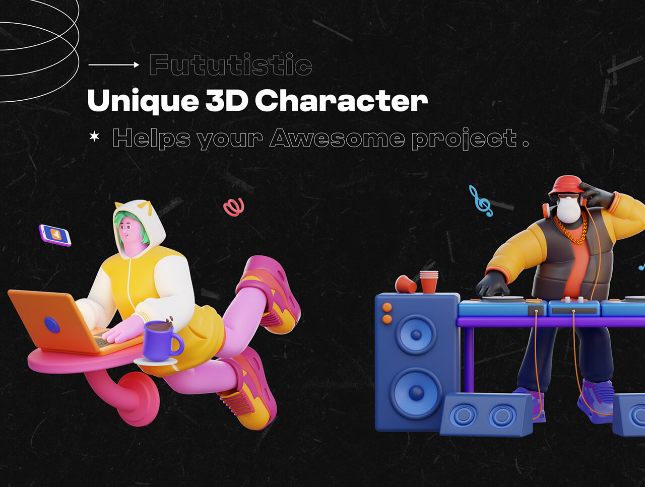 复古未来风的3D素材包：10款现成模型，设计师必备神器