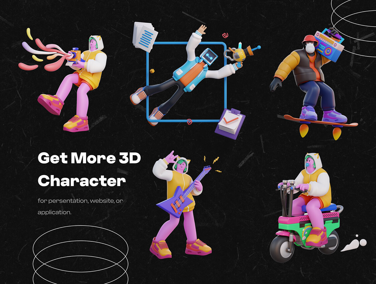 复古未来风的3D素材包：10款现成模型，设计师必备神器